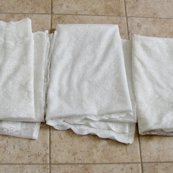 Lace Floral Curtains Ikea Alvine Svets 3 Panels Off White 57" x 98" - Picture 14 of 15